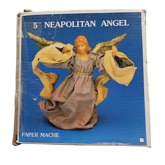 Vintage Paper Mache Kurt Adler Angel 5 inch Ornament Box Christmas Holiday - Picture 8 of 8